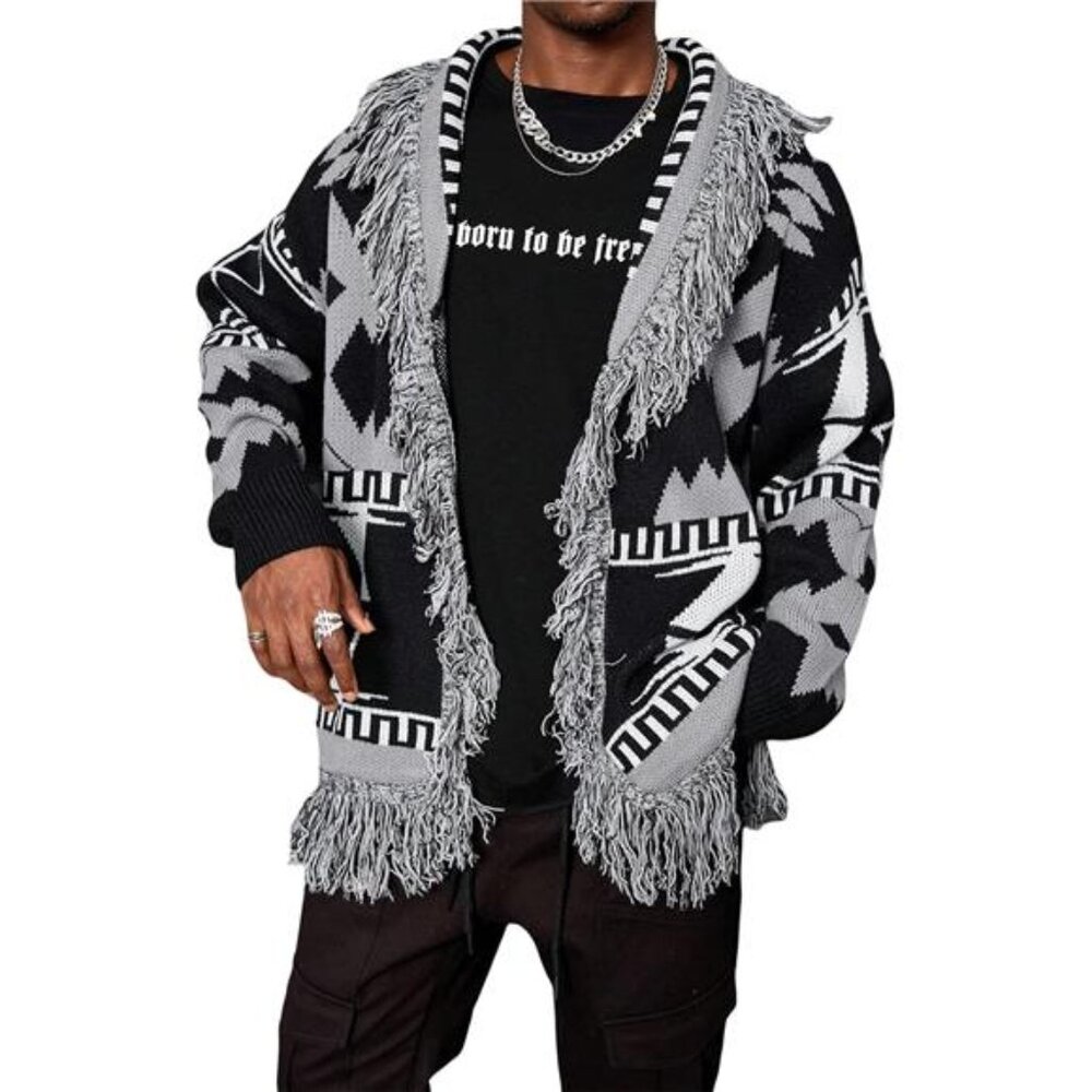 Men's Cardigan Sweater V Neck Button Up Sweater Long Sleeve Casual Sweater